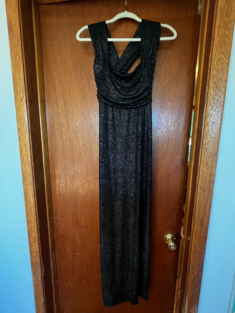 Lucy in the Sky Black Sparkle Maxi Event Dress - Picture 2 of 7